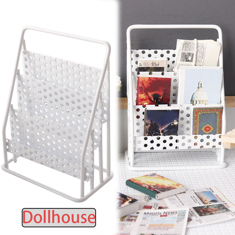 Home Decor Organizer - 1:12 Dollhouse Iron Storage Rack Newspaper