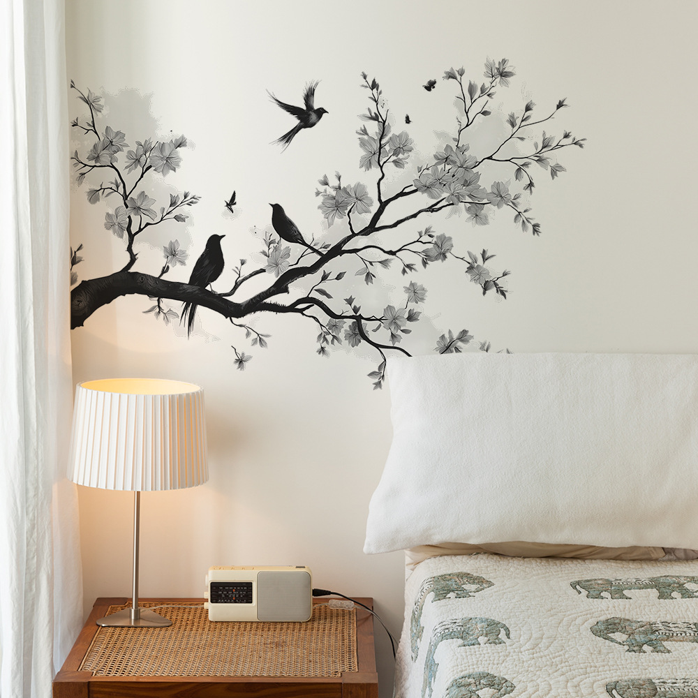 Home Decor Reviews - Black White Flowers Wall Stickers Branch