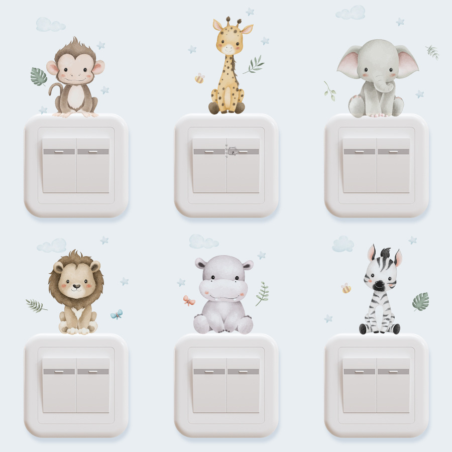 Home Decor Vinyl Flooring - Cartoon Animals Switch Wall Sticker Monkey