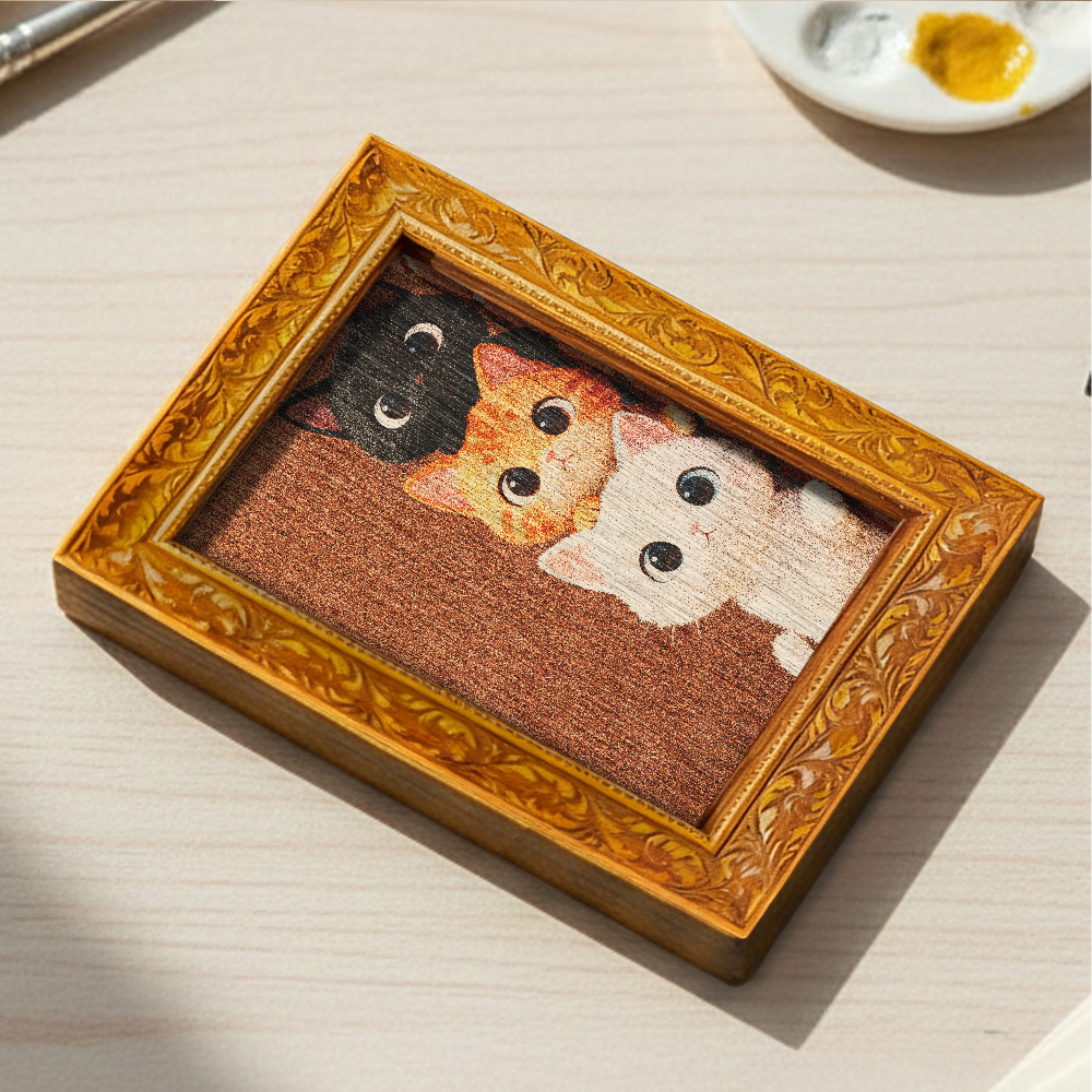 Cute Peeping Cat Wooden Fridge - Home Decor Orange ulasan dan harga