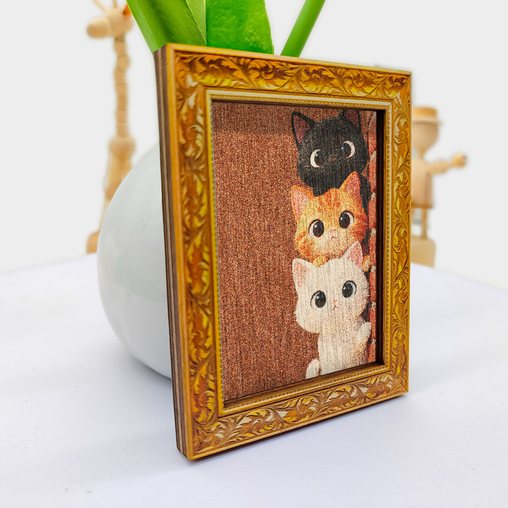 Cute Peeping Cat Wooden Fridge - Home Decor Orange ulasan dan harga