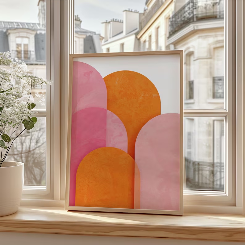 Modern Abstract Colorful Pink  - Home Decor Orange ulasan dan harga