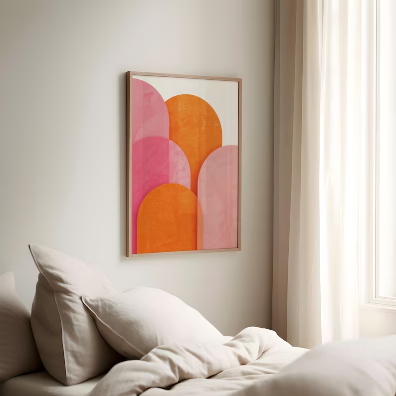 Modern Abstract Colorful Pink  - Home Decor Orange ulasan dan harga