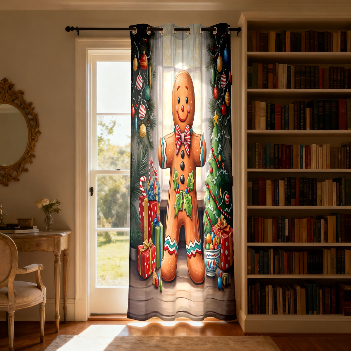 Christmas Gingerbread Man Xmas - Home Decor Curtains ulasan dan harga