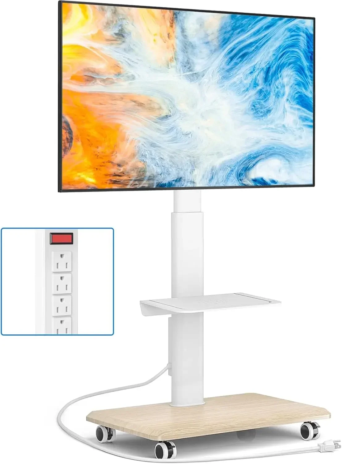 Sleek Rolling TV Stand with Po - Home Decor On Wheels ulasan dan harga