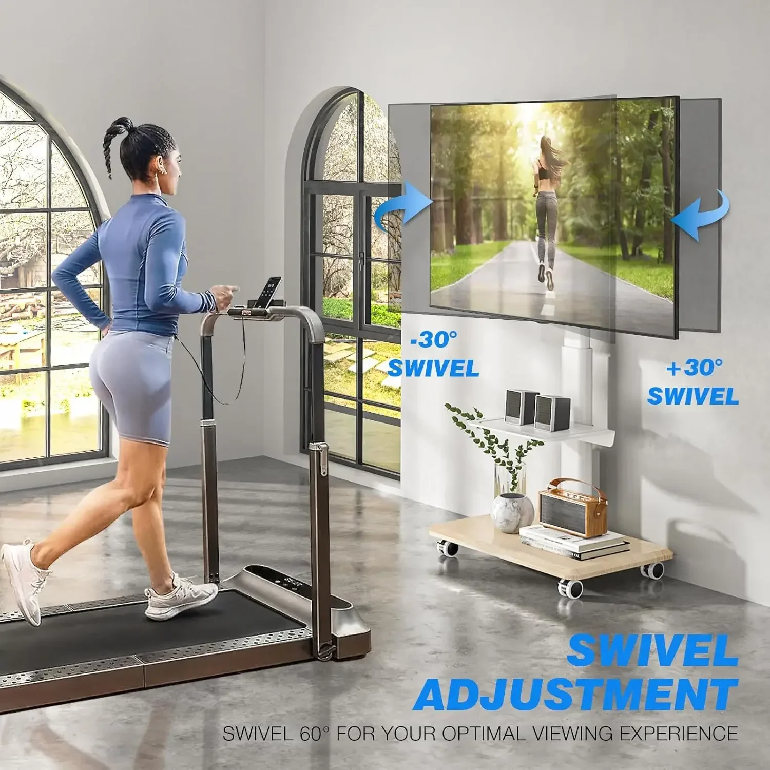 Sleek Rolling TV Stand with Po - Home Decor On Wheels ulasan dan harga