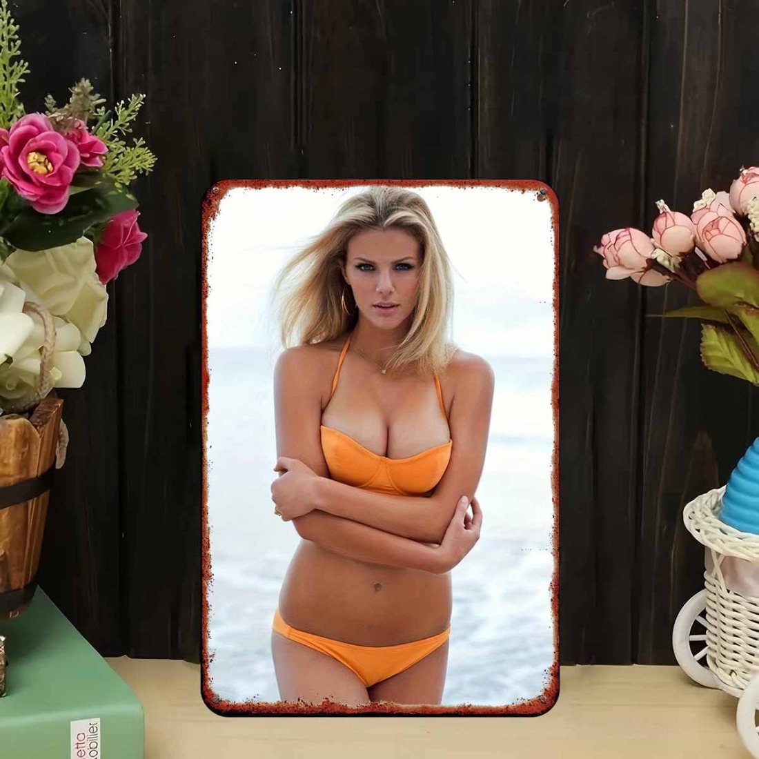 Vintage Orange Bikini Beach Gi - Home Decor Orange ulasan dan harga