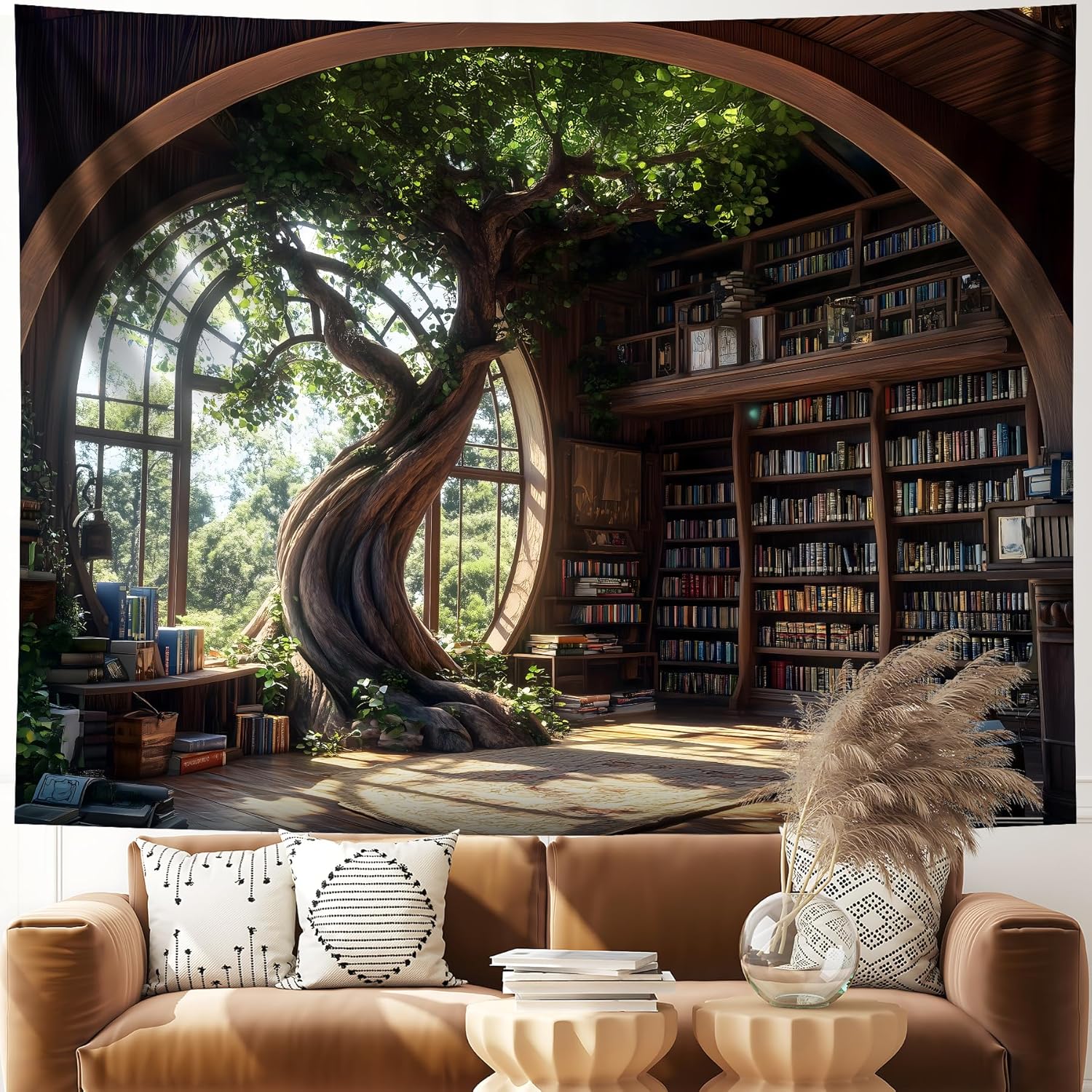 Magic School Bookshelf Tapestr - Home Decor Medieval ulasan dan harga