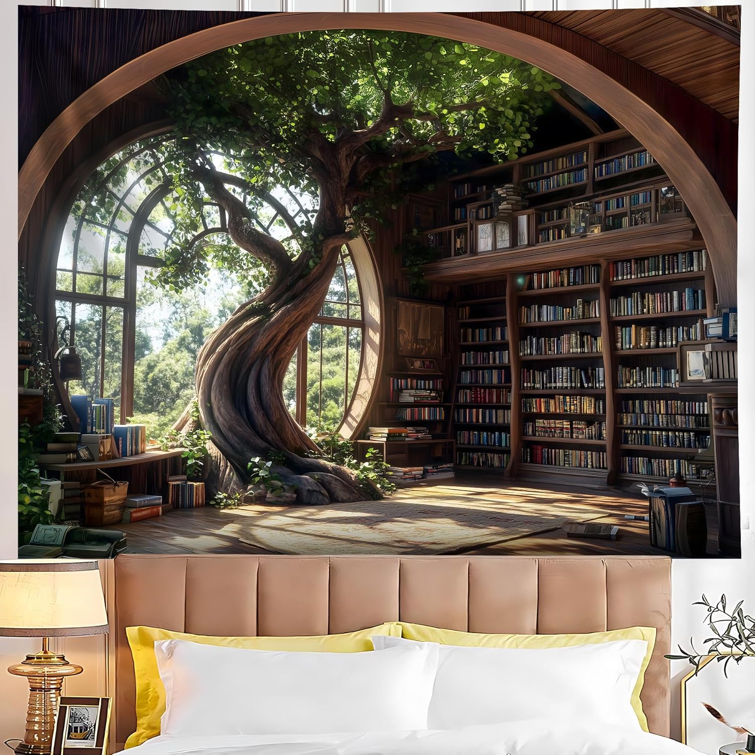 Magic School Bookshelf Tapestr - Home Decor Medieval ulasan dan harga