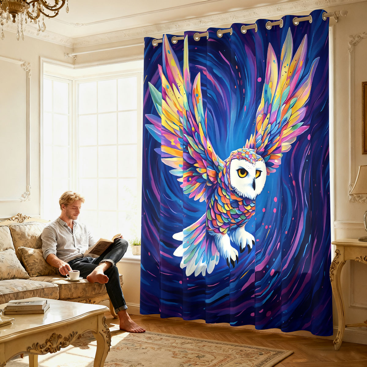 1PC Colorful Starry Sky Flying - Home Decor Curtains ulasan dan harga