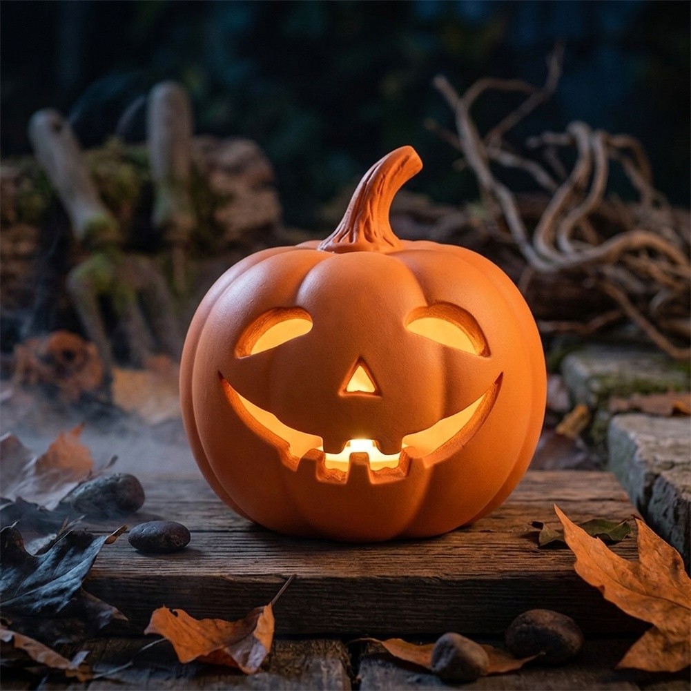 Resin Crafted Pumpkin Lantern  - Home Decor Orange ulasan dan harga