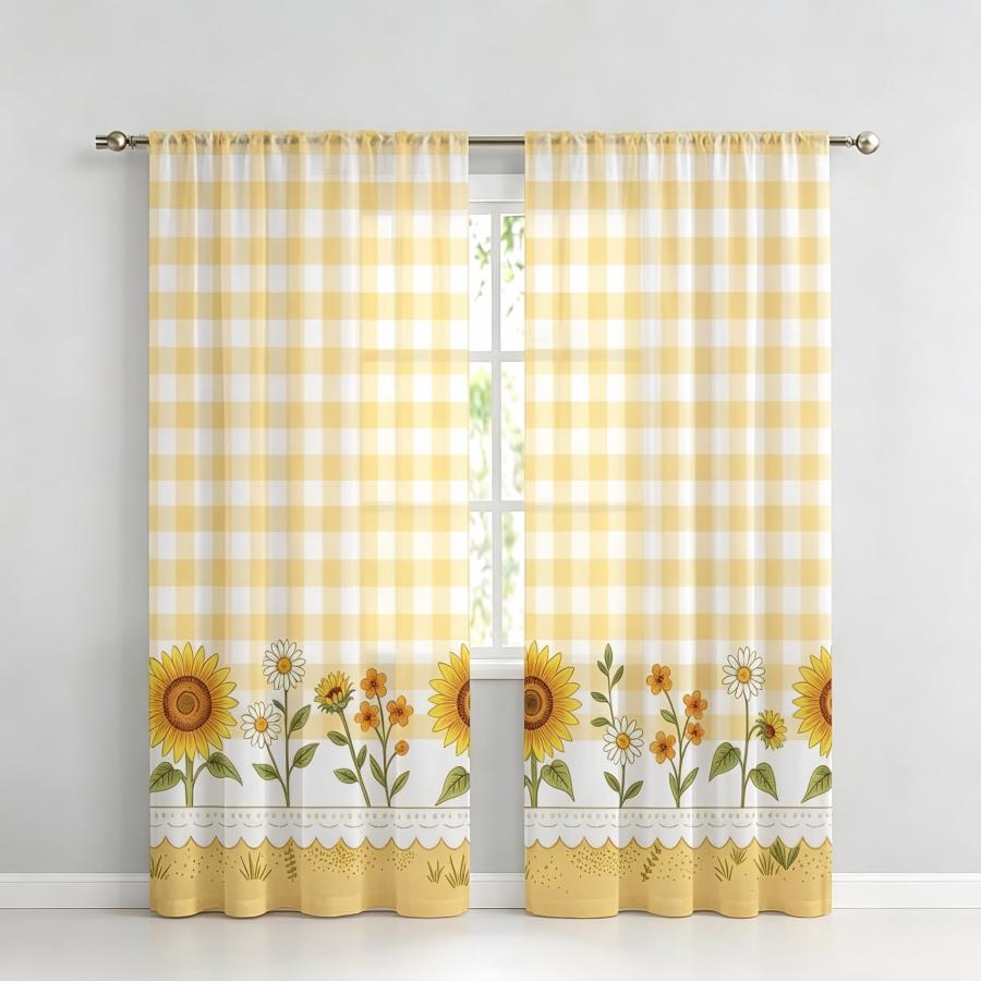 2PCS Digital Print Sheer Curta - Home Decor Wall Panels ulasan dan harga