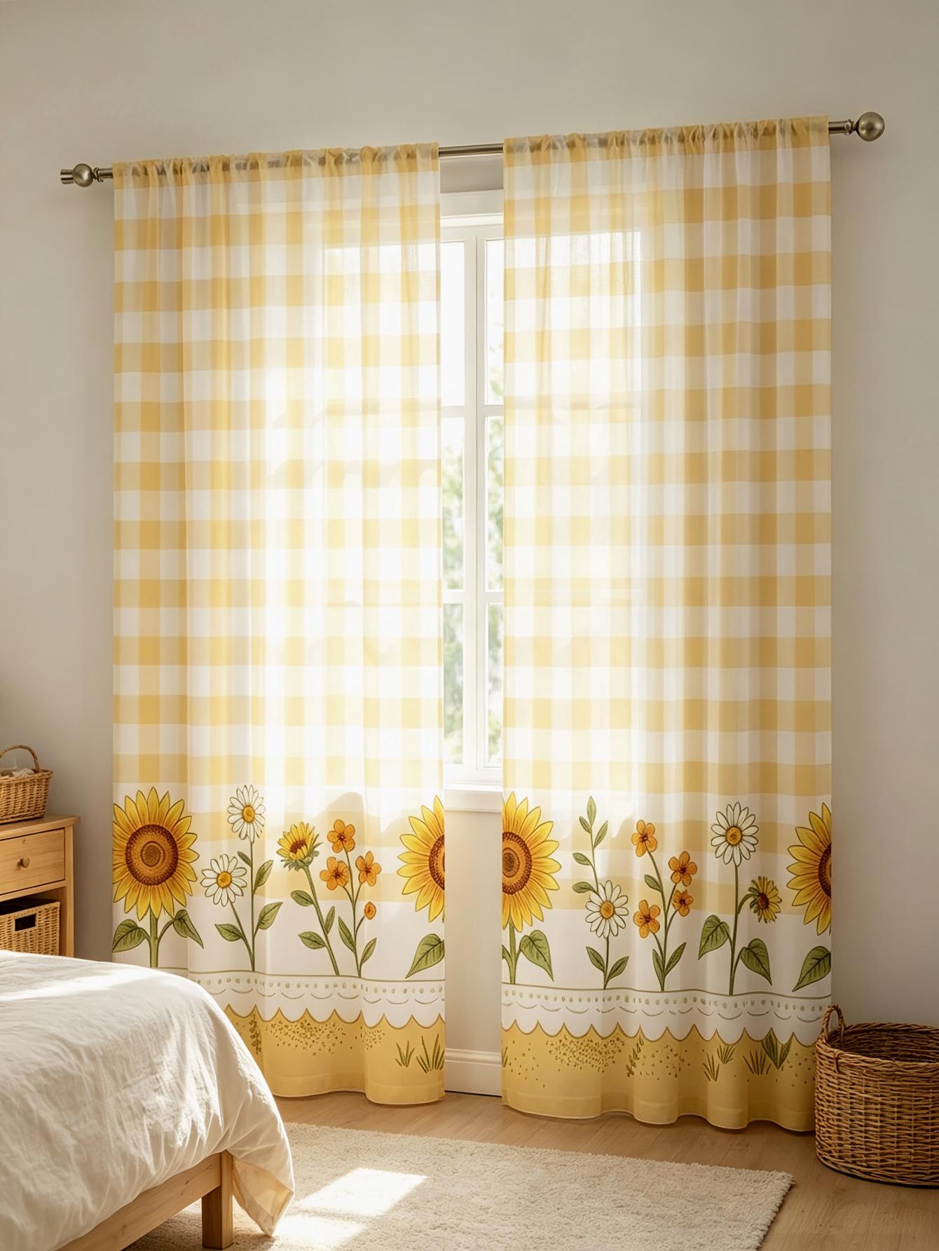 2PCS Digital Print Sheer Curta - Home Decor Wall Panels ulasan dan harga
