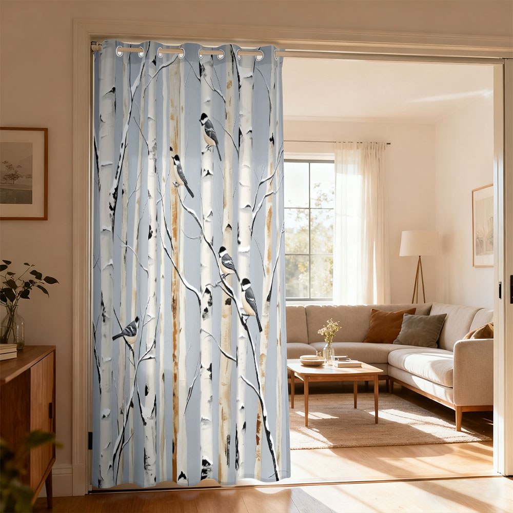 1pc birch forest titmouse prin - Home Decor Curtains ulasan dan harga