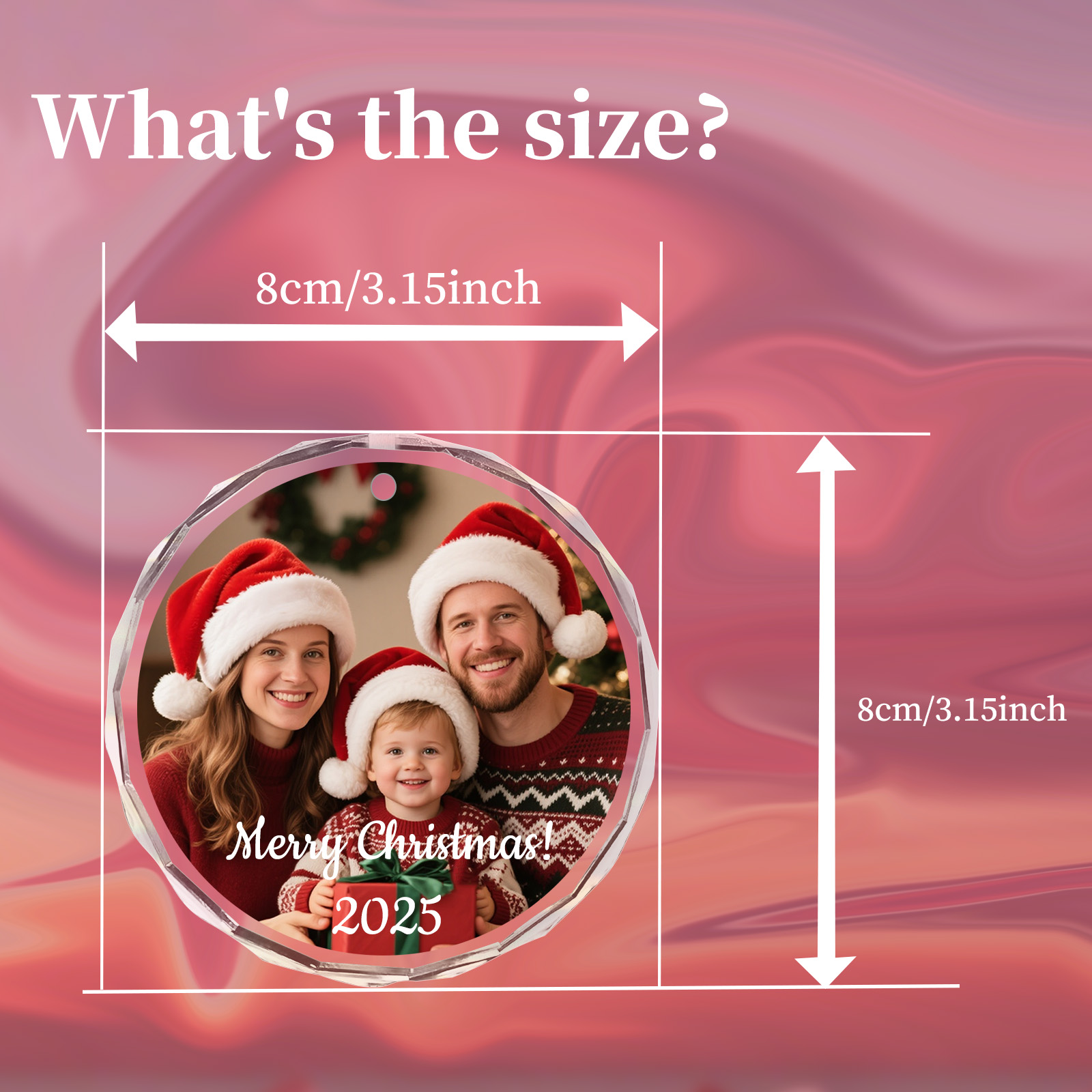 Custom Christmas Photo Ornamen - Home Decor Glass ulasan dan harga