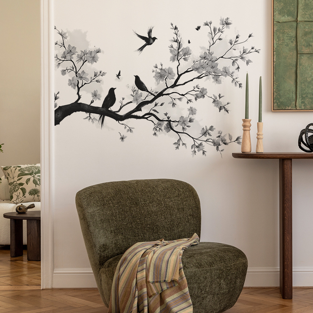 Black White Flowers Wall Stick - Home Decor Reviews ulasan dan harga