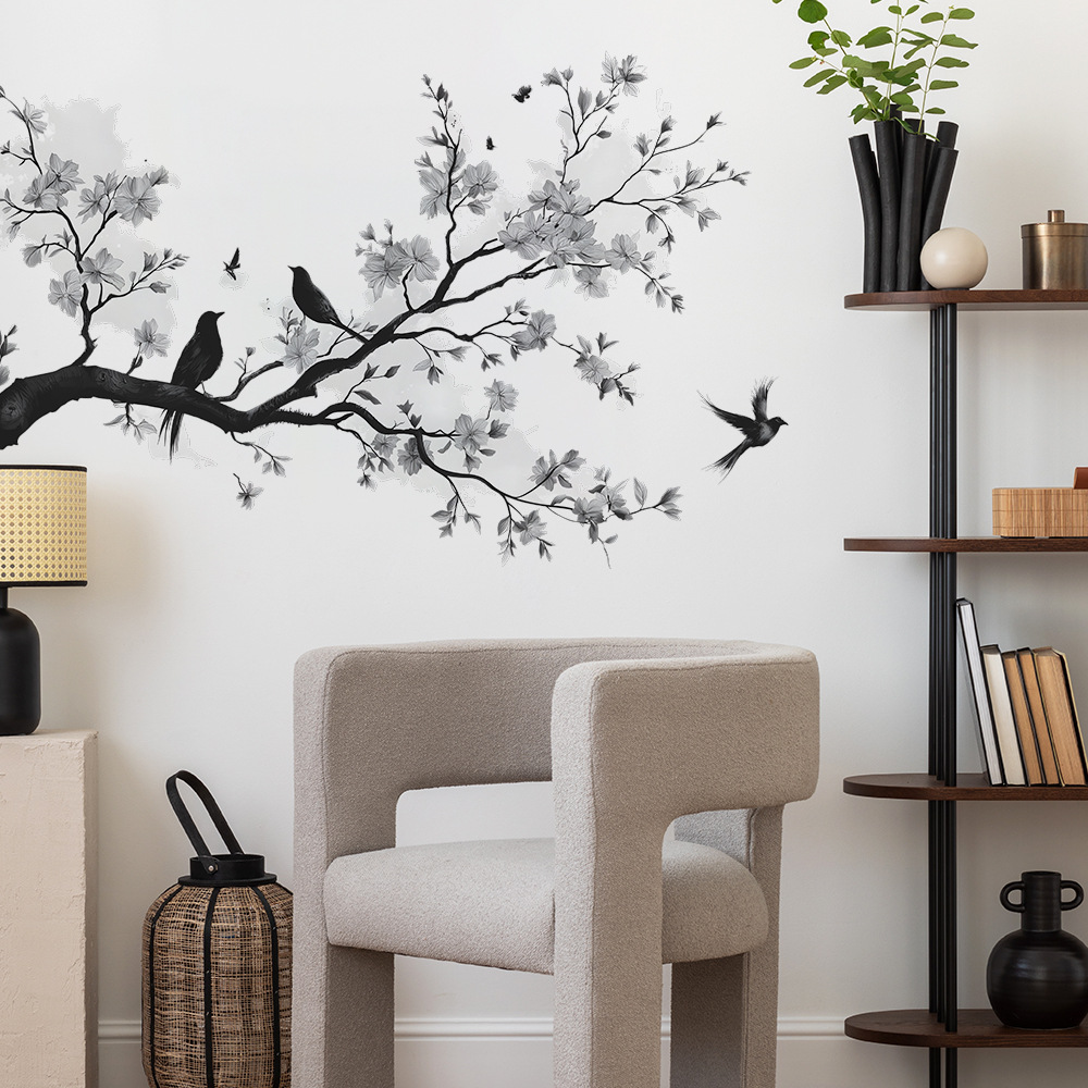 Black White Flowers Wall Stick - Home Decor Reviews ulasan dan harga
