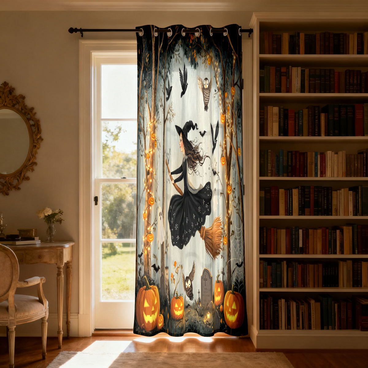 1PC Halloween Witch Pumpkin Gh - Home Decor Curtains ulasan dan harga