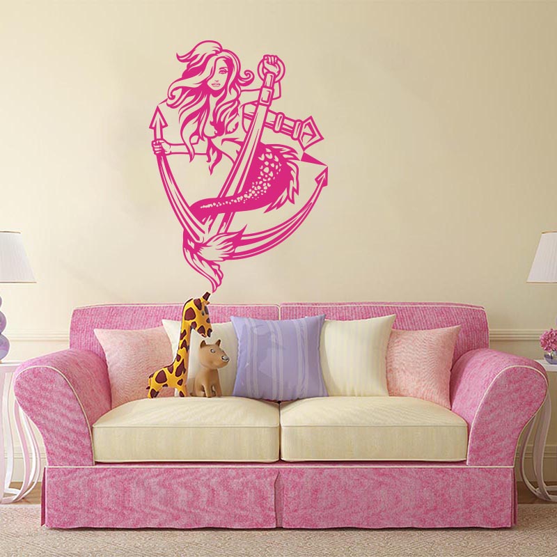 Sexy Mermaid Girl Lady Anchor  - Home Decor Vinyl Flooring ulasan dan harga