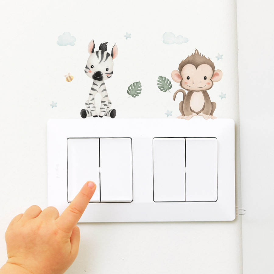 Cartoon Animals Switch Wall St - Home Decor Vinyl Flooring ulasan dan harga