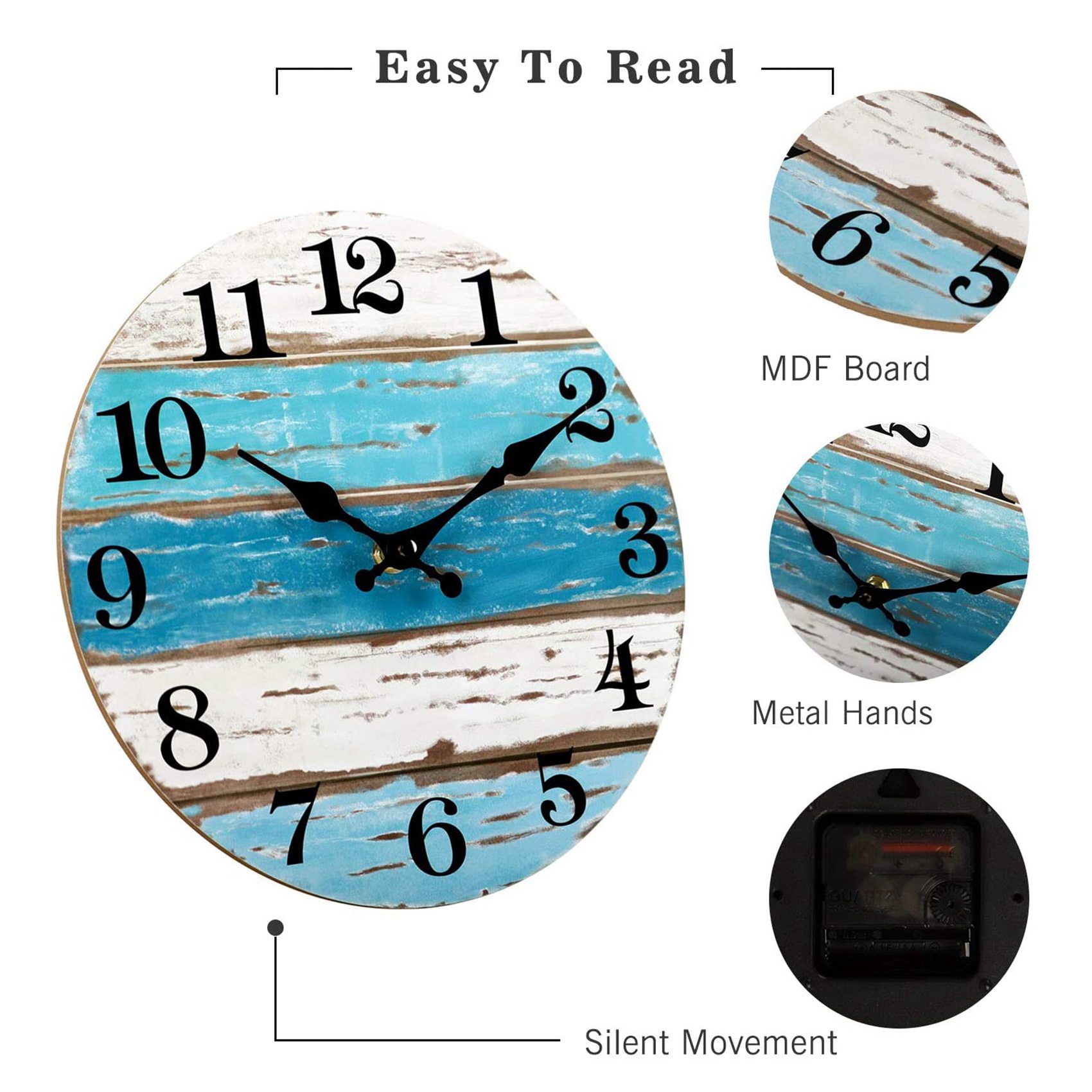 Wall Clock-Beach Themed Blue W - Wall Clock Silent ulasan dan harga