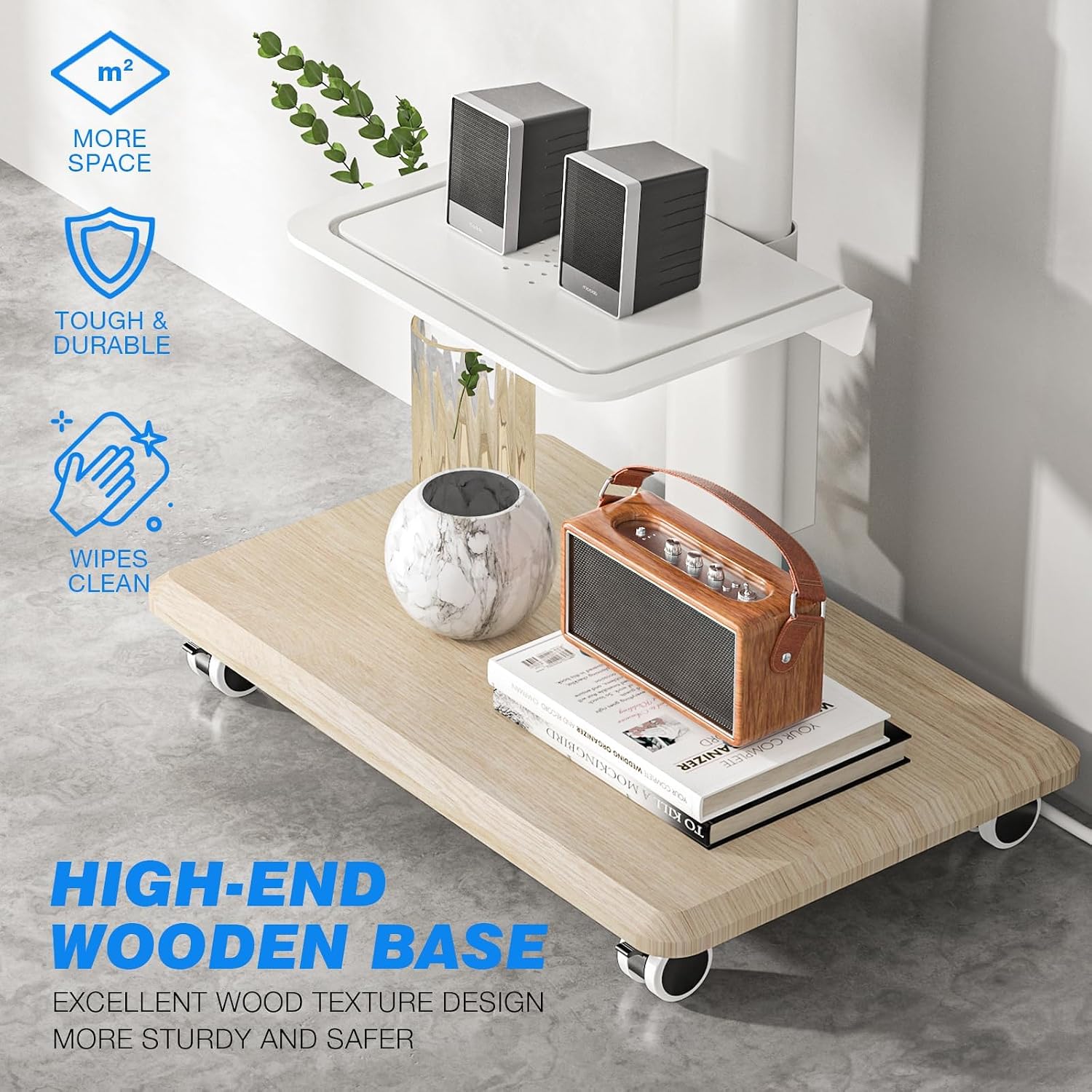 Sleek Rolling TV Stand with Po - Home Decor On Wheels ulasan dan harga