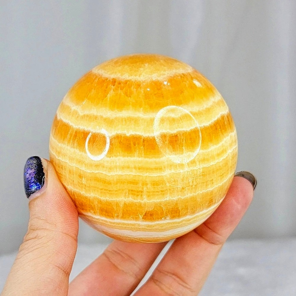 6.5-7cm  Yellow Calcite Sphere - Home Decor Orange ulasan dan harga