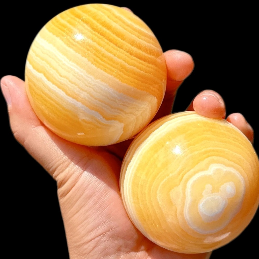 6.5-7cm  Yellow Calcite Sphere - Home Decor Orange ulasan dan harga