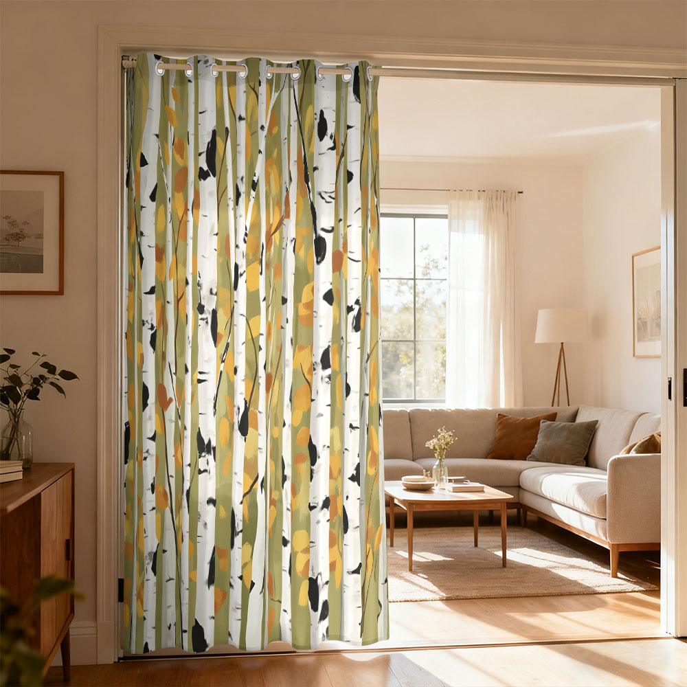 1pc autumn birch forest print  - Home Decor Curtains ulasan dan harga