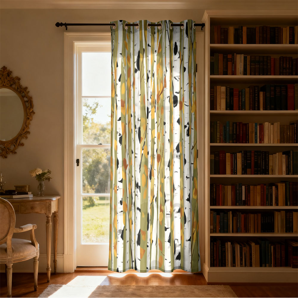 1pc autumn birch forest print  - Home Decor Curtains ulasan dan harga