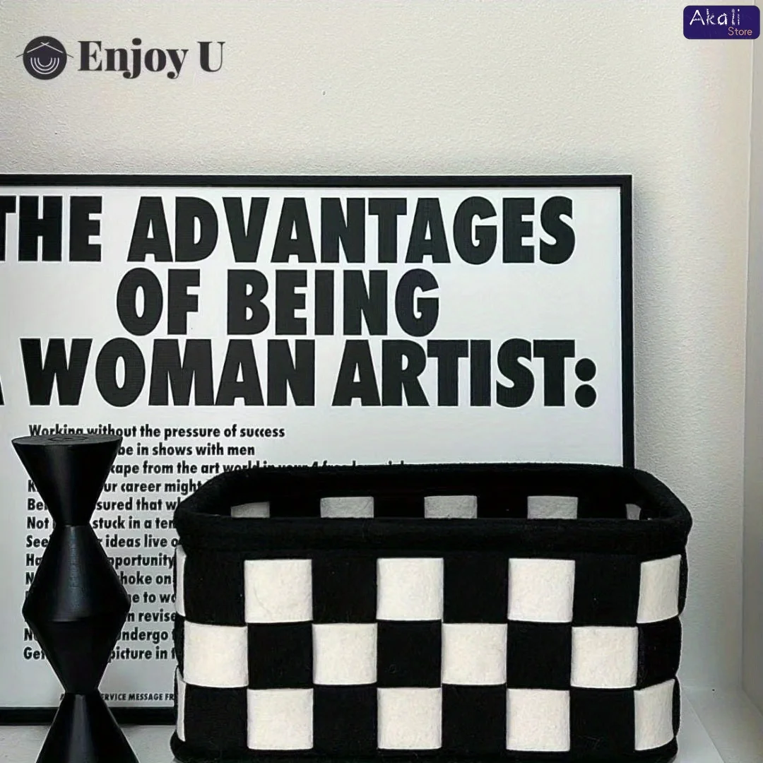 2026Black and White Checkered  - Home Decor Organizer ulasan dan harga