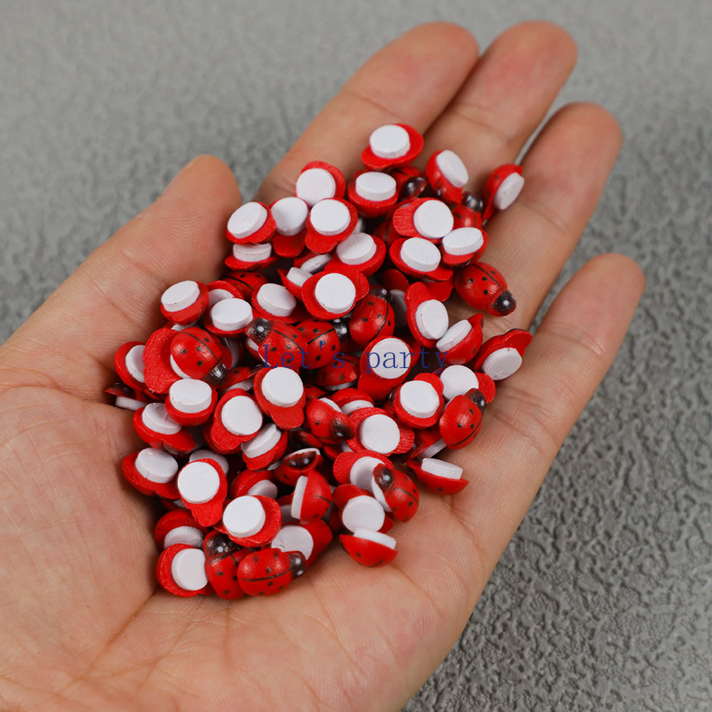 100Pcs Mini Wooden Bee Ladybug - Home Decor Za ulasan dan harga